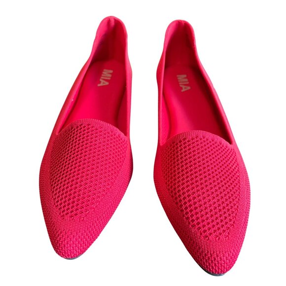 NEW Mia Red Corinne Pointed Toe Knit Flat Comfy Shoes Size 8 - Picture 2 of 7